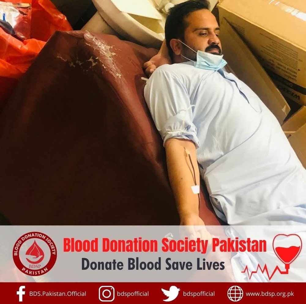 A volunteer donor mid-donation