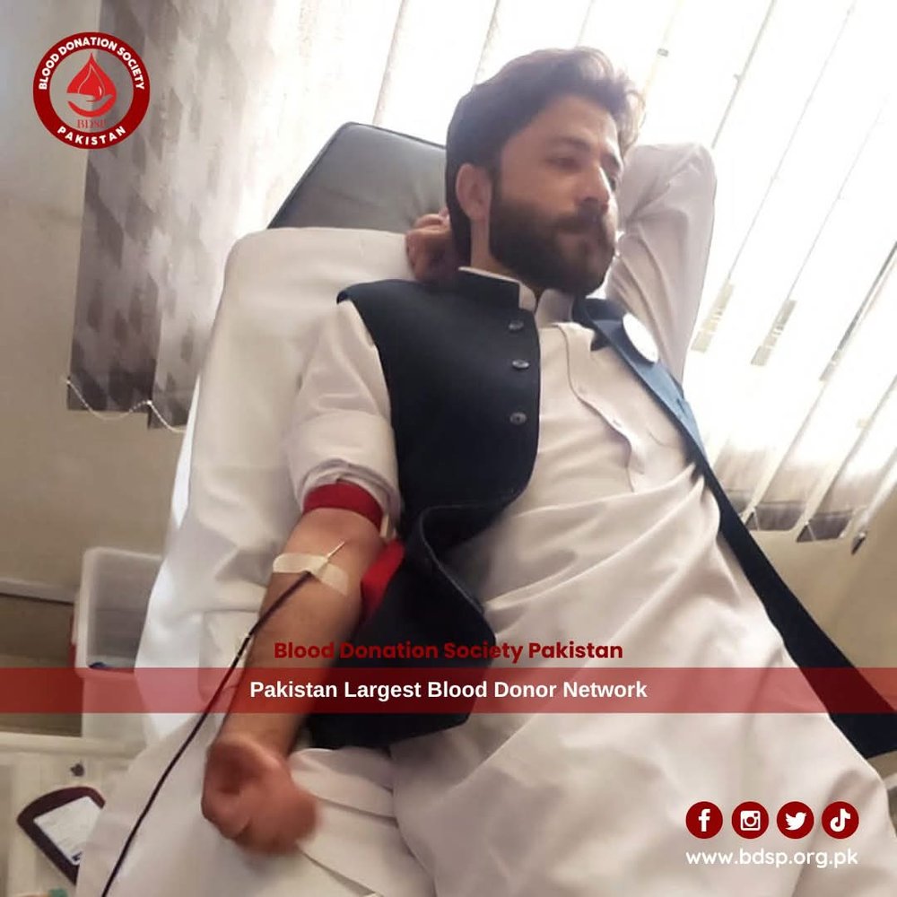 A donor during his blood donation